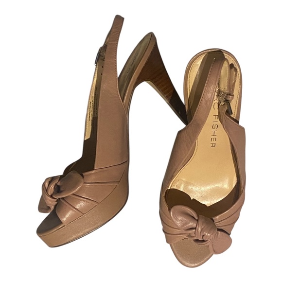 Marc Fisher leather platform slingback stilettos . Sz 7.5 - Picture 6 of 16